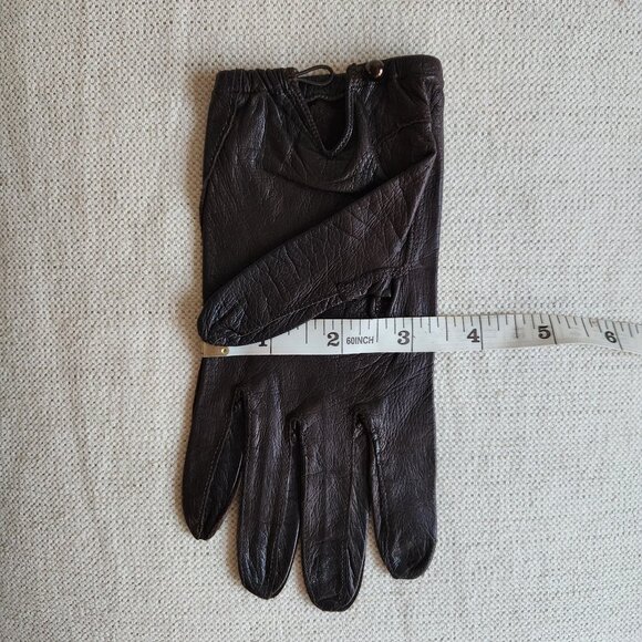 Vintage Chocolate Brown Leather Gloves – S - Picture 7 of 7